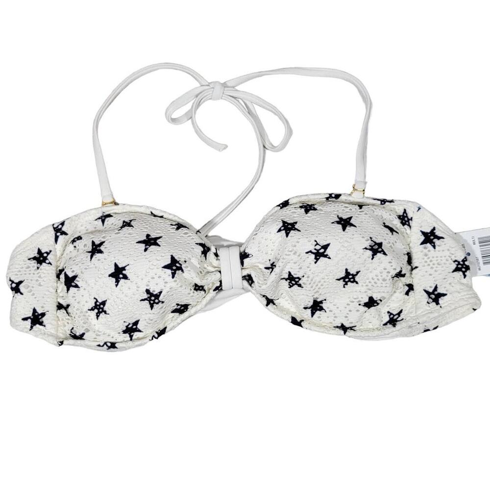 InMocean Crochet Star Print White Bikini Top Halter Bra‎ Swimwear L
